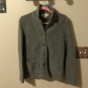 Charcoal button up casual corner pea coat